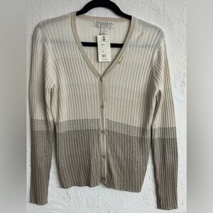 Tehama Ribbed Button-Down Knit Neutral Ombre’ Cardigan Sweater VTG